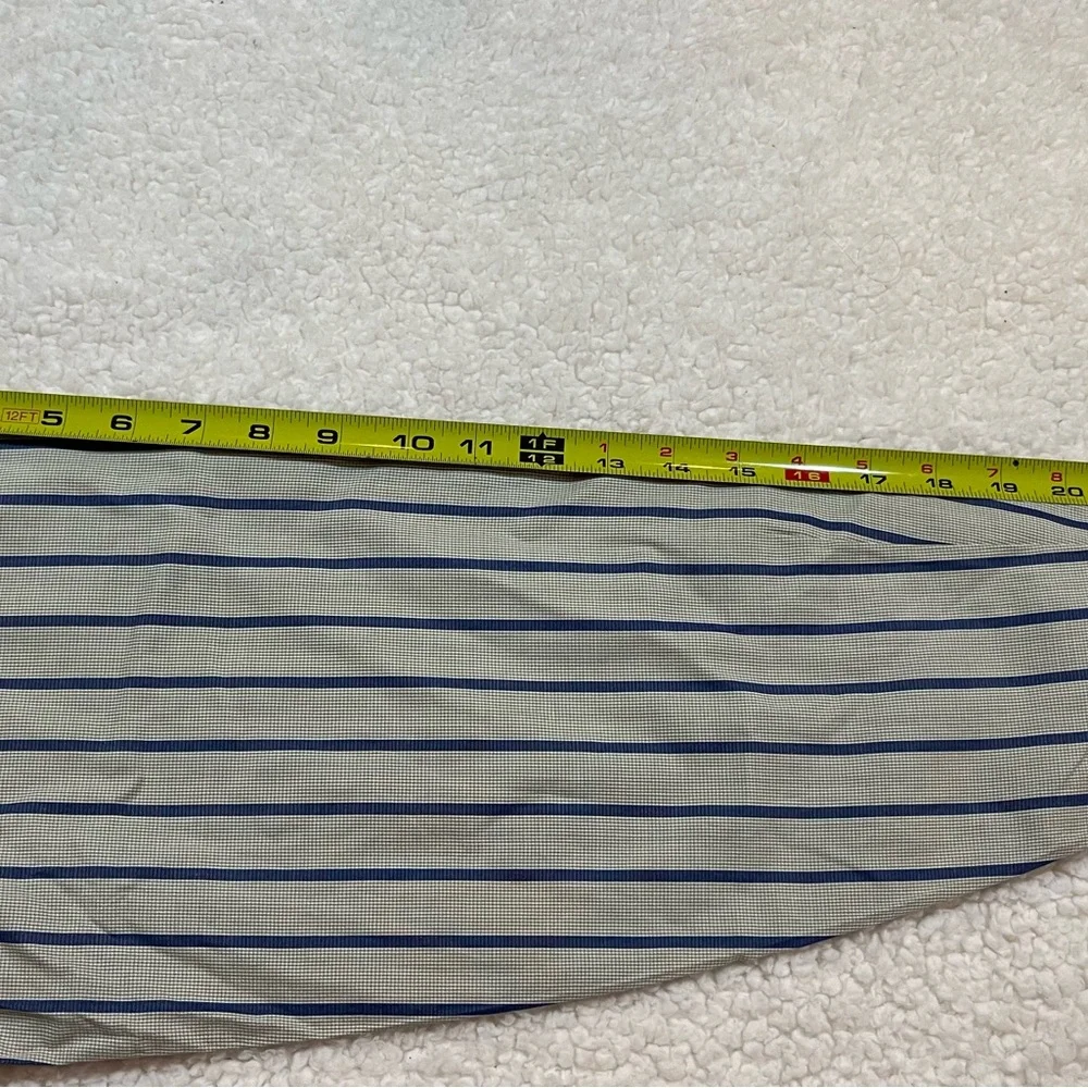 Men's Striped Shirt - Blue and Tan (small check)| 15R Size - Picture 9 of 10